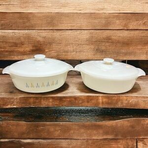 Vintage Anchor Hocking Fire King Vintage Casserole Dishes with Lids Lot of 2